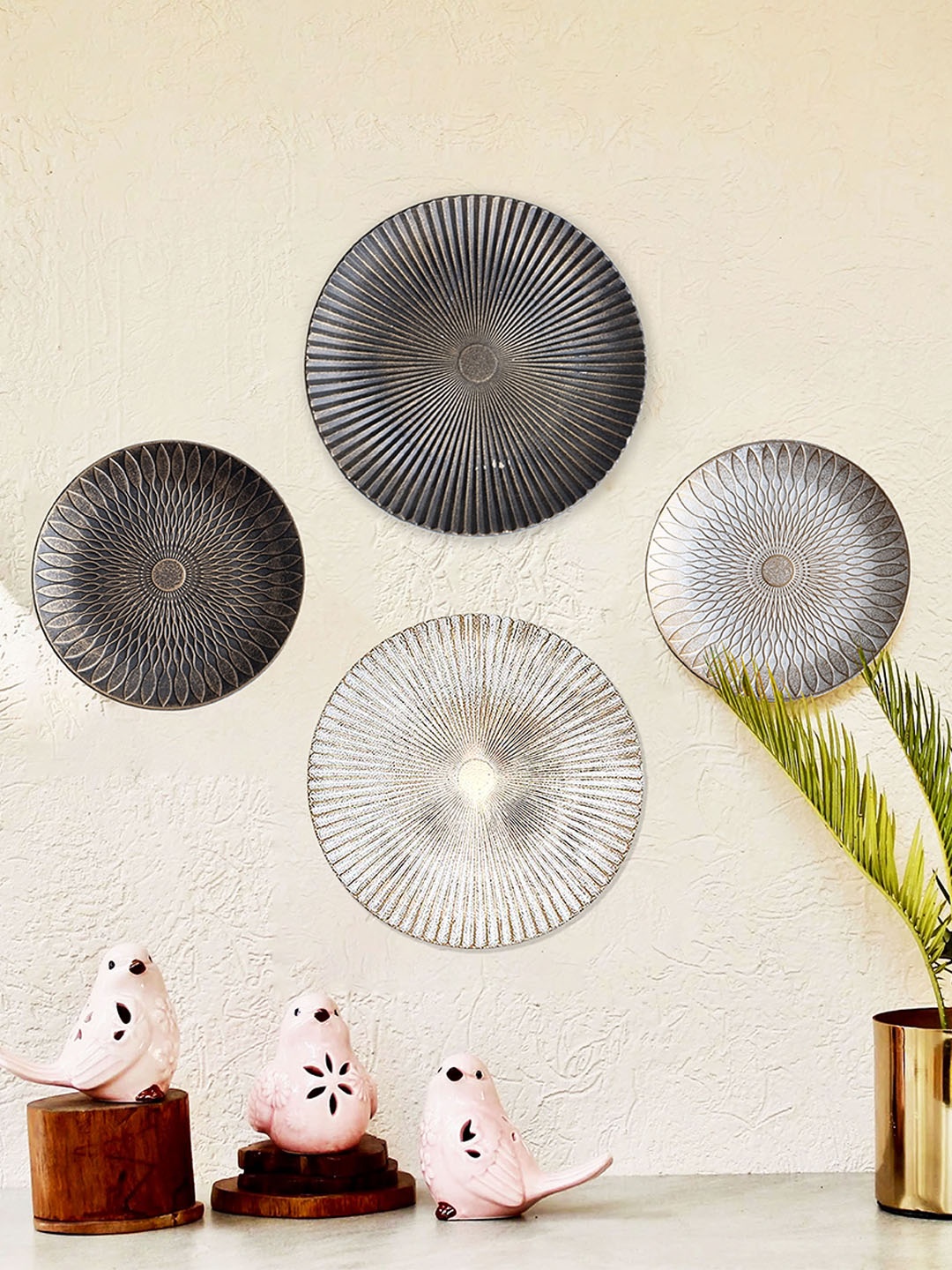 

Art Street White & Yellow 4 Pieces Textured Wall Hanging Plates