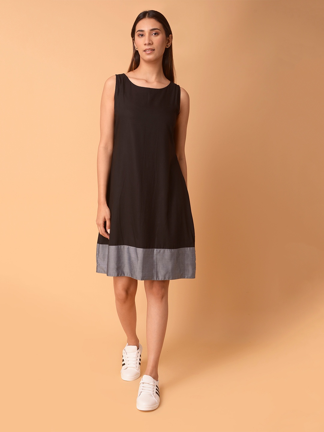 

PINKSKY Round Neck A-Line Dress, Black