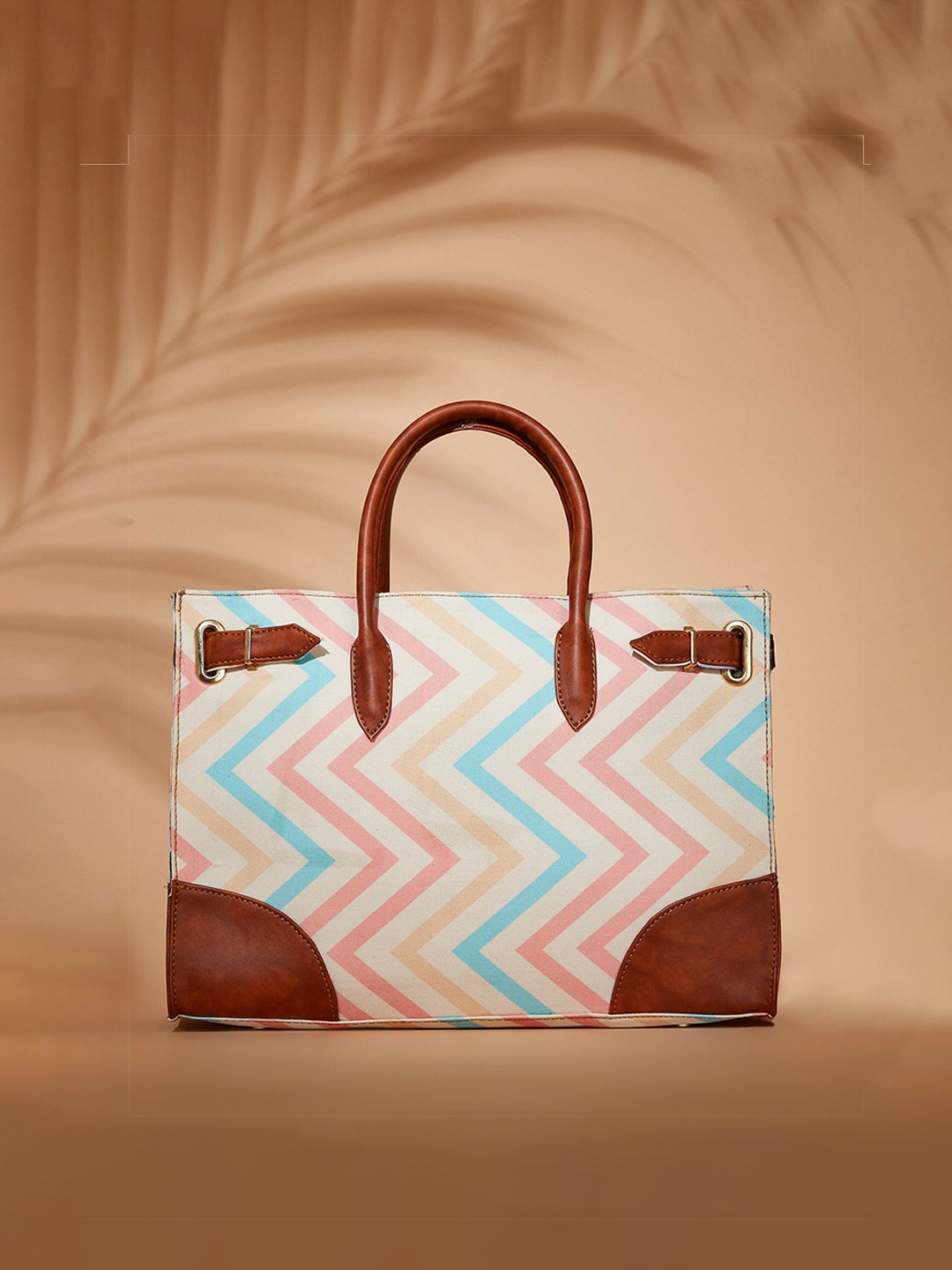 

FARGO Geometric Printed Canvas Laptop Tote Bag, Cream