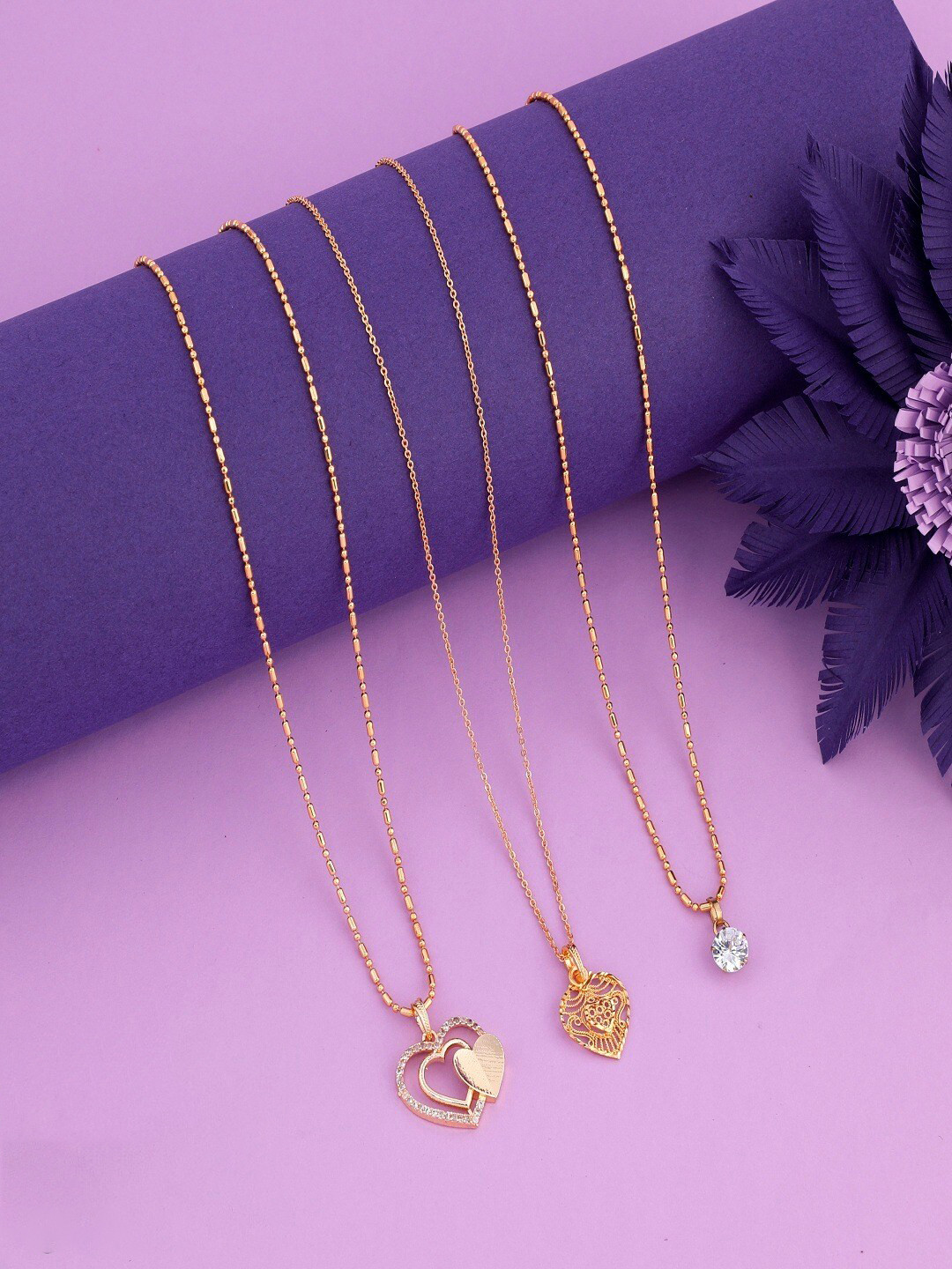 

JEWEL WORLD Set Of 3 Gold-Plated Chain