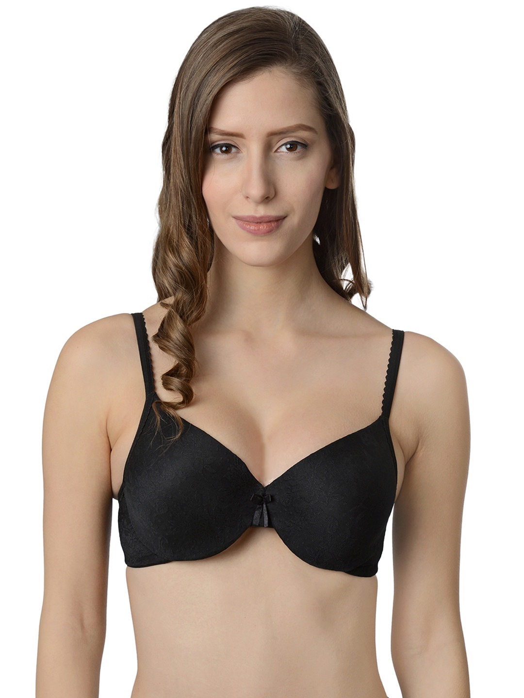 

Da Intimo Black Solid Underwired Lightly Padded T-shirt Bra DI-960