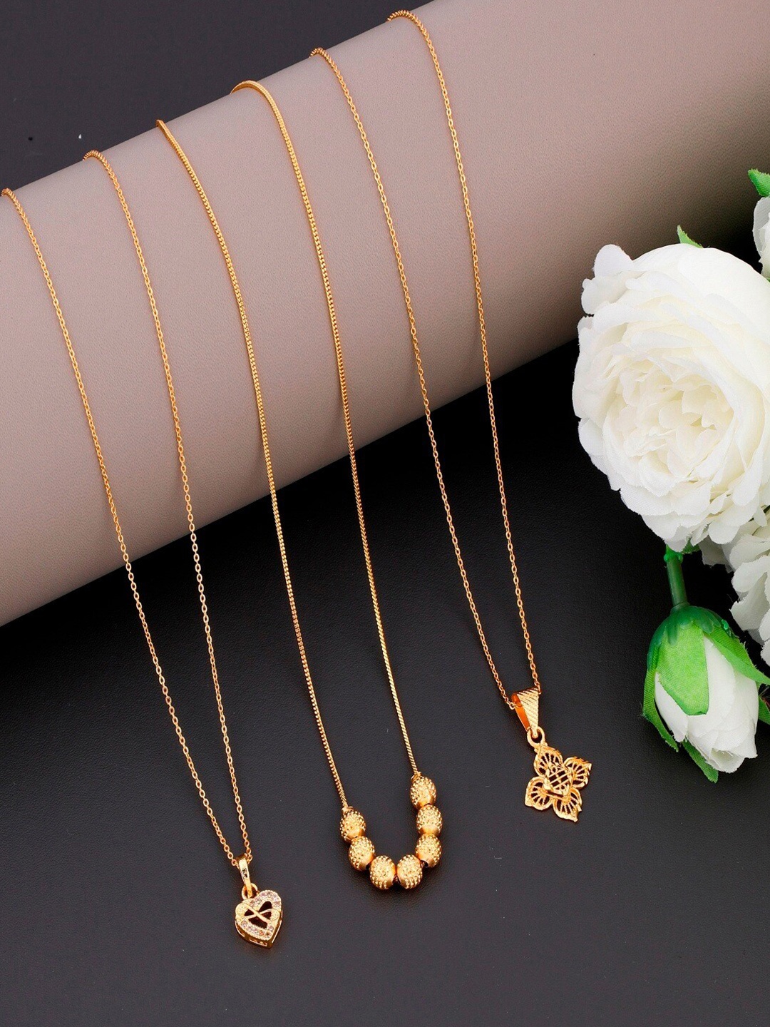 

JEWEL WORLD Set Of 3 Gold-Plated Chain