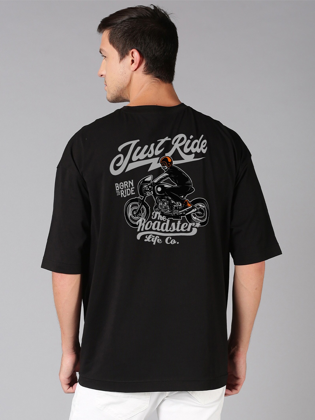

Roadster Black Typography Printed Pure Cotton Oversized T-Shirt
