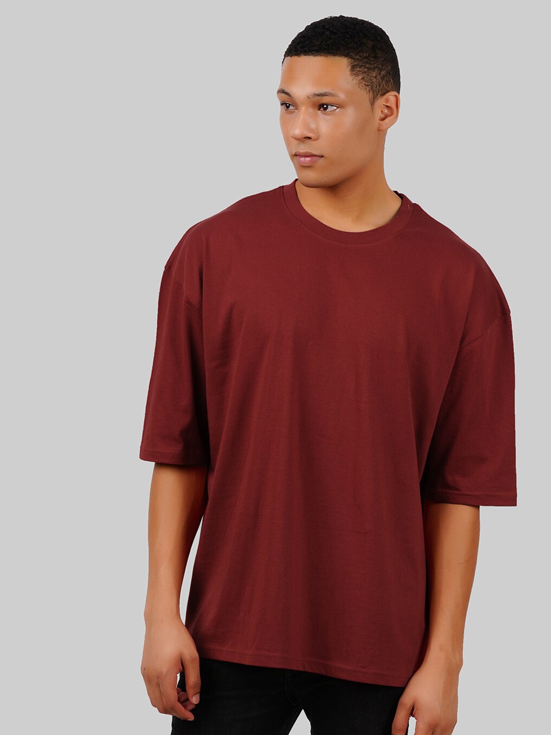 

Roadster Graphic Printed Pure Cotton Oversized T-Shirt, Maroon
