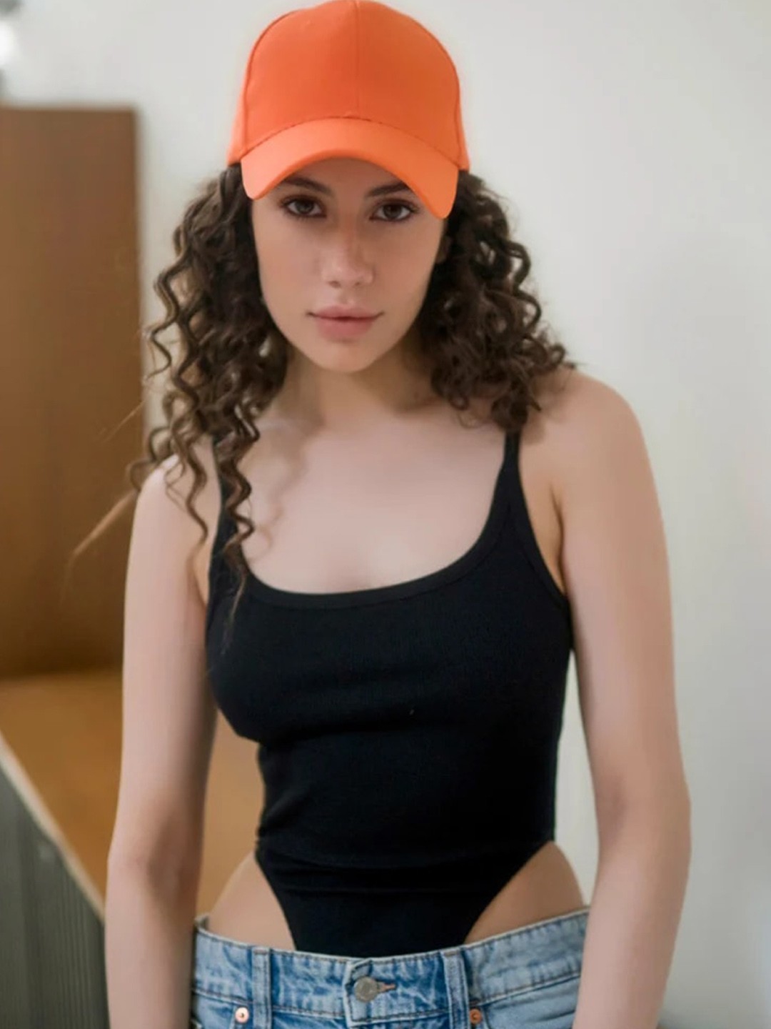 

COLOR CAPITAL Scoop Neck Ribbed High Cut Bodysuit, Black