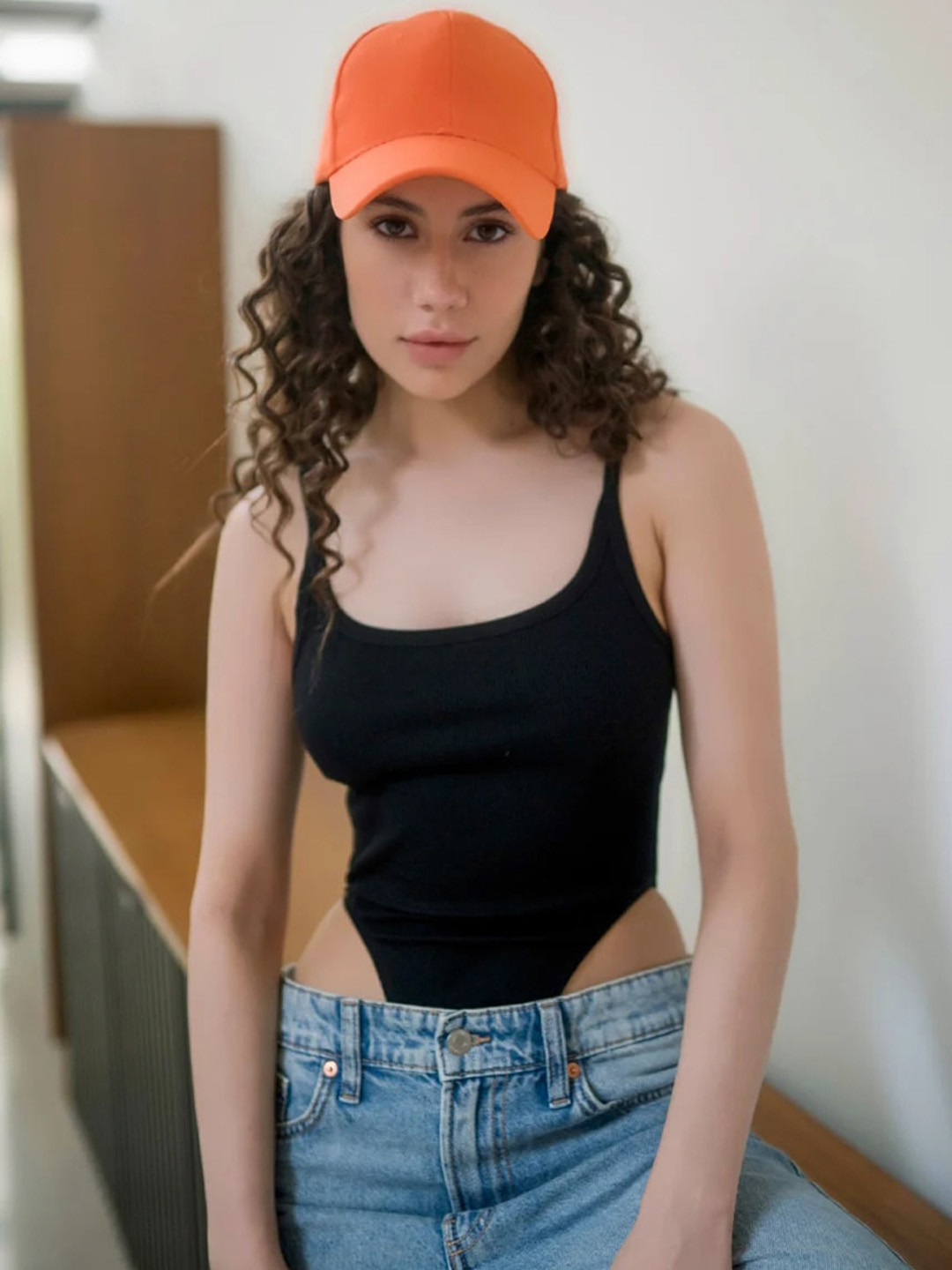 

COLOR CAPITAL Scoop Neck Ribbed High Cut Bodysuit, Black