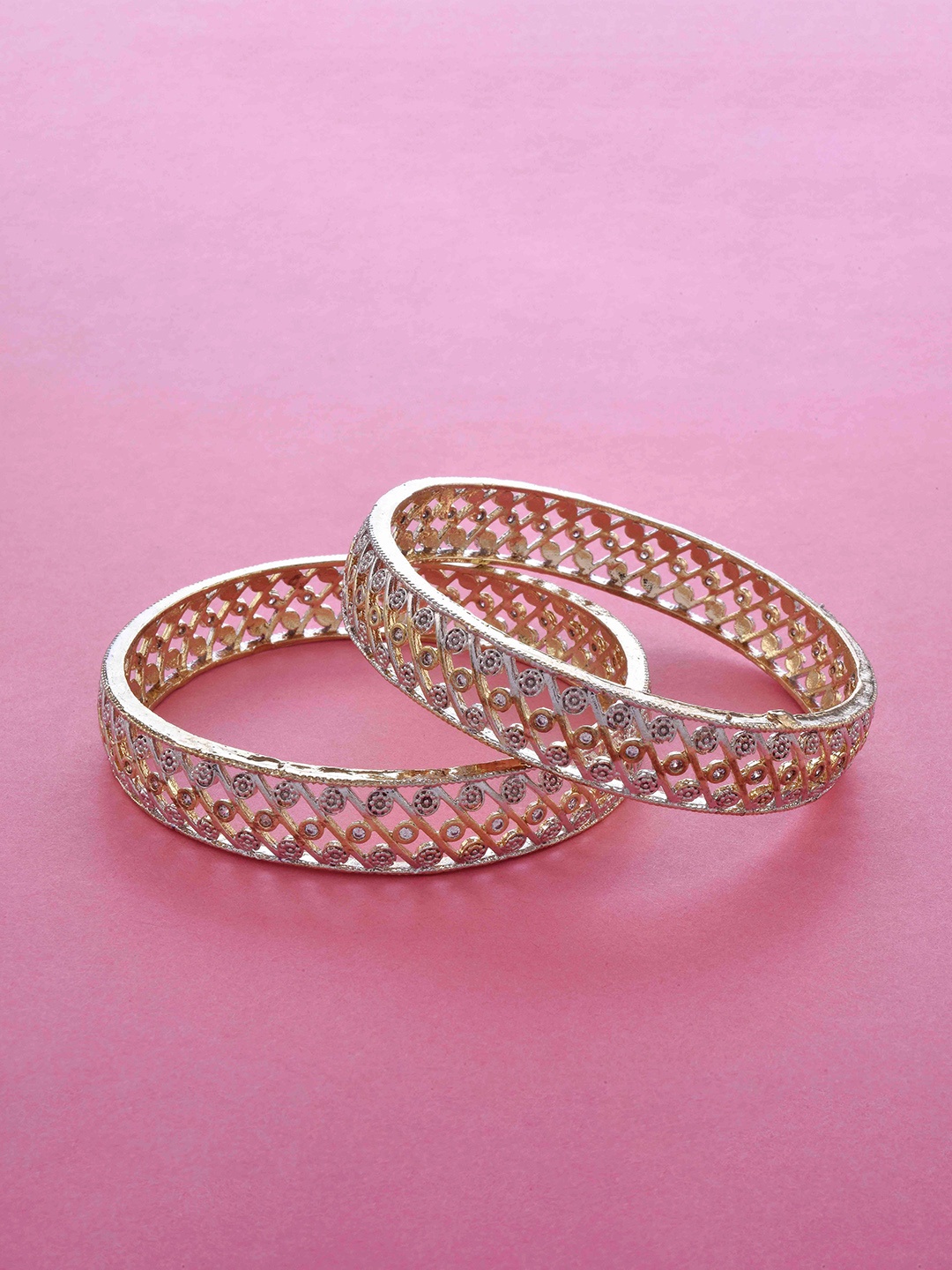 

The Pari Set Of 2 Silver-Plated AD-Studded Bangles