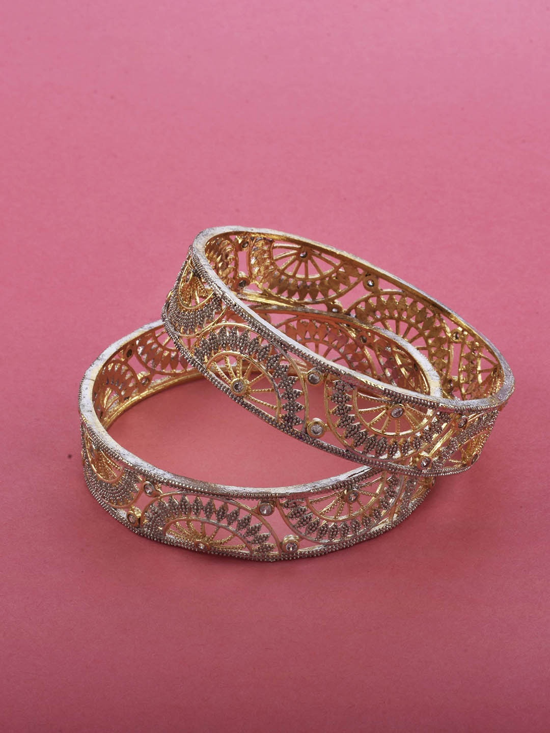 

The Pari Set Of 2 Silver-Plated AD-Studded Bangles