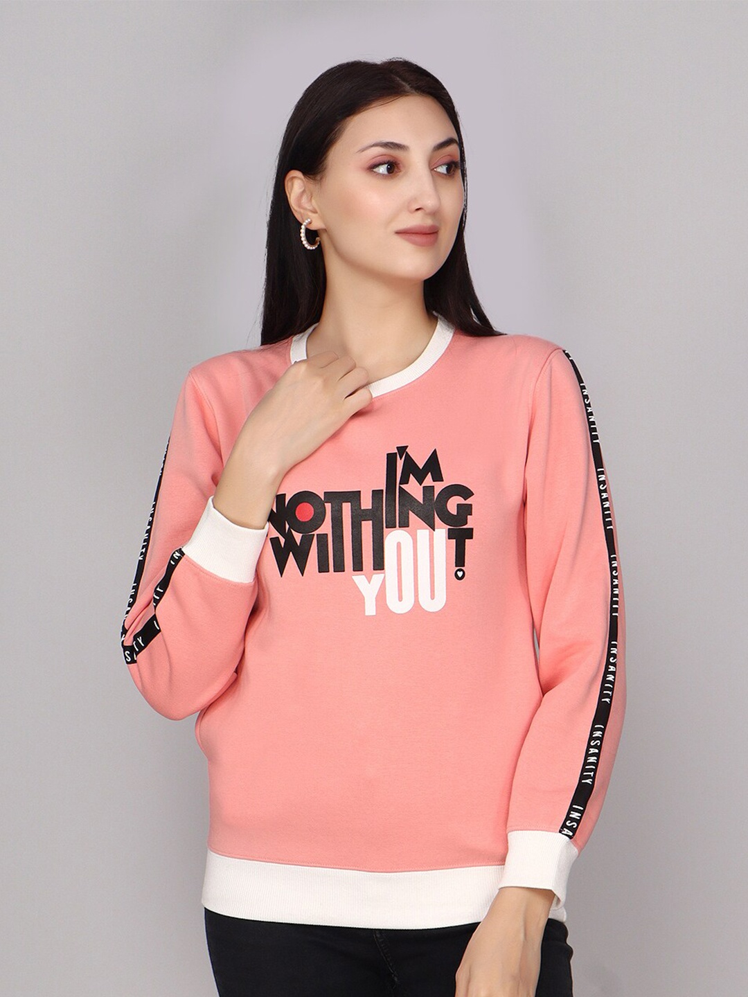 

ANTI CULTURE Typography Printed Sweatshirt, Peach