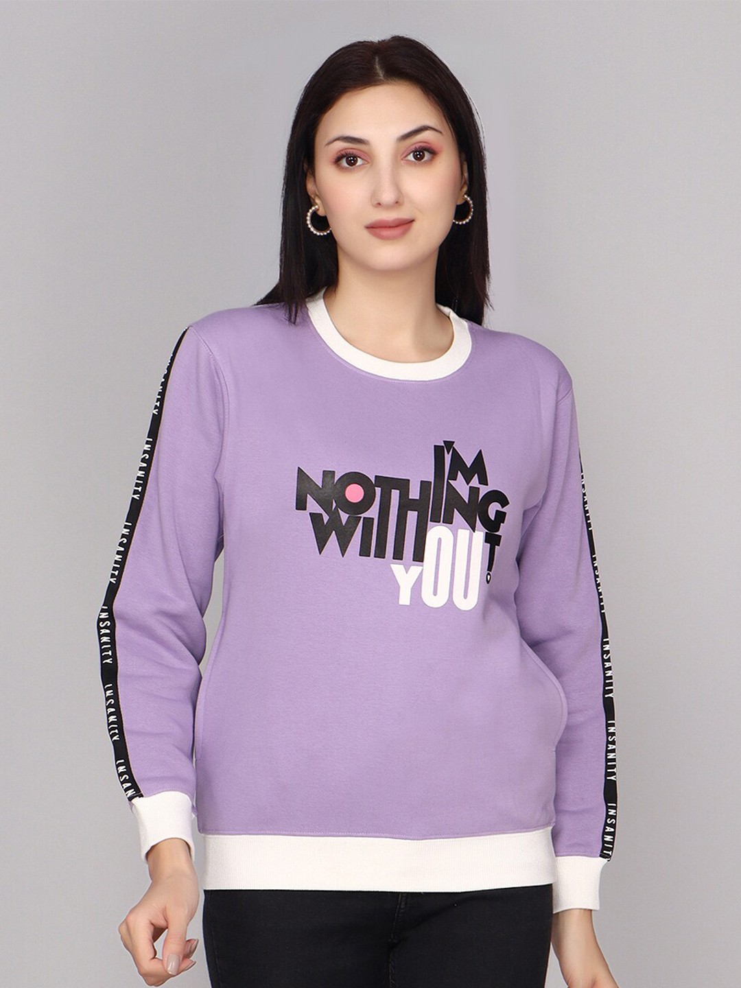 

ANTI CULTURE Typography Printed Sweatshirt, Purple