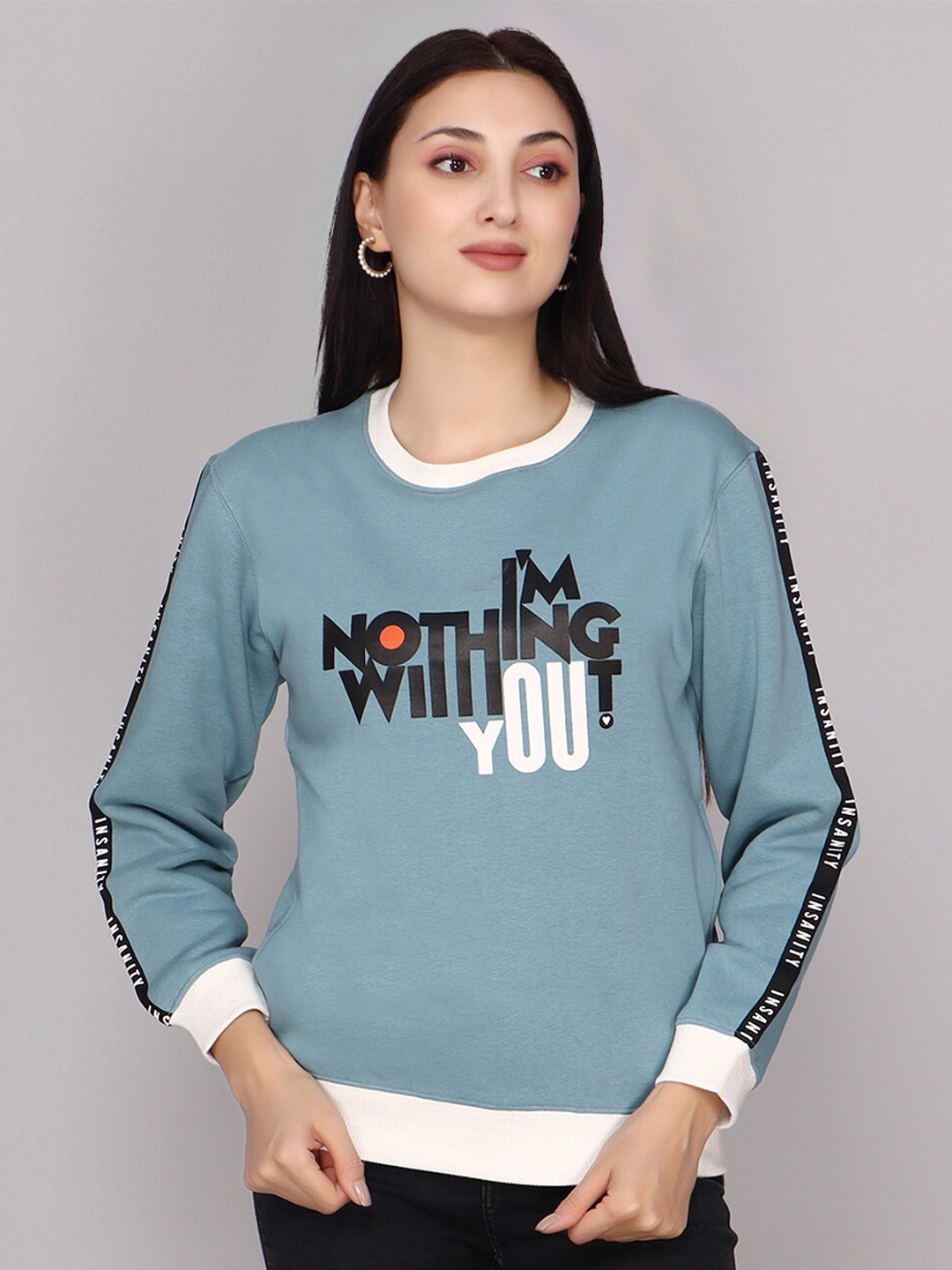 

ANTI CULTURE Typography Printed Sweatshirt, Teal
