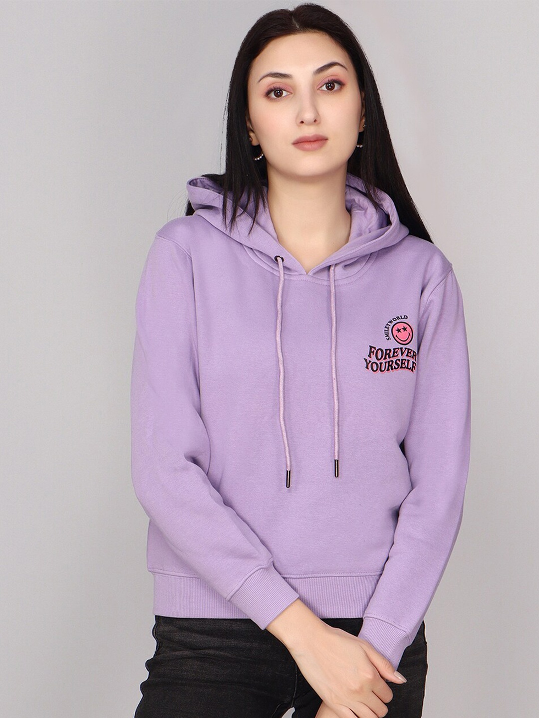 

ANTI CULTURE Typography Printed Hoooded Sweatshirt, Purple