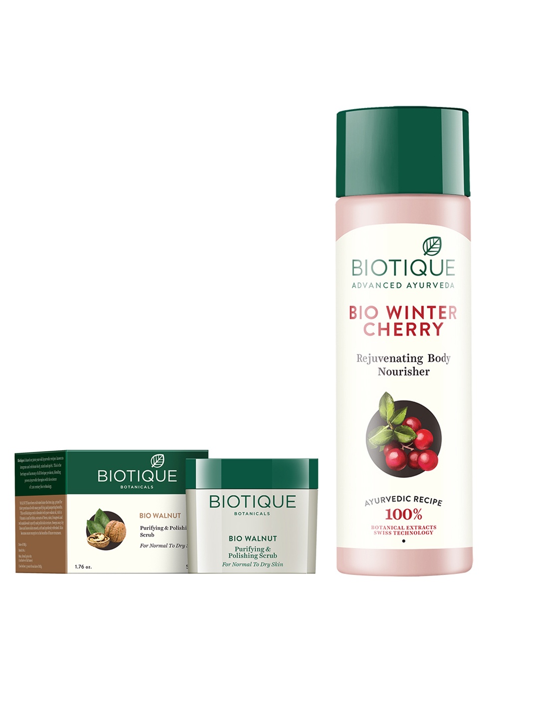 

Biotique Pack of 2 Body Lotion & Face Scrub, White