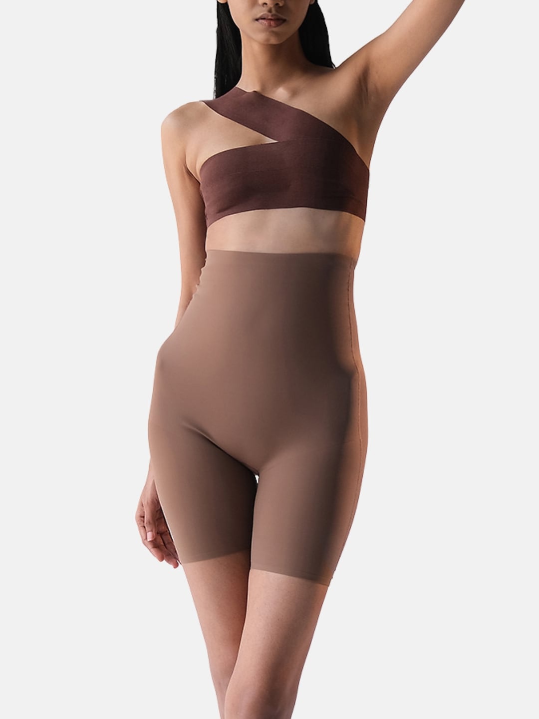 

Butt-Chique High-Rise Pure Cotton Seamless Tummy & Thigh Shaper, Brown