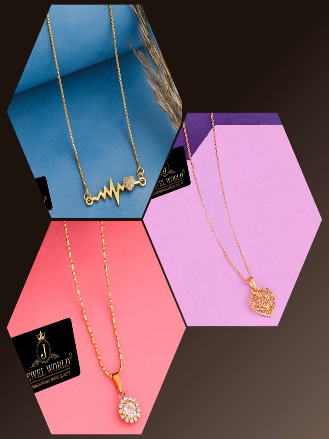 

JEWEL WORLD Set Of 3 Gold-Plated Stone-Studded Chain