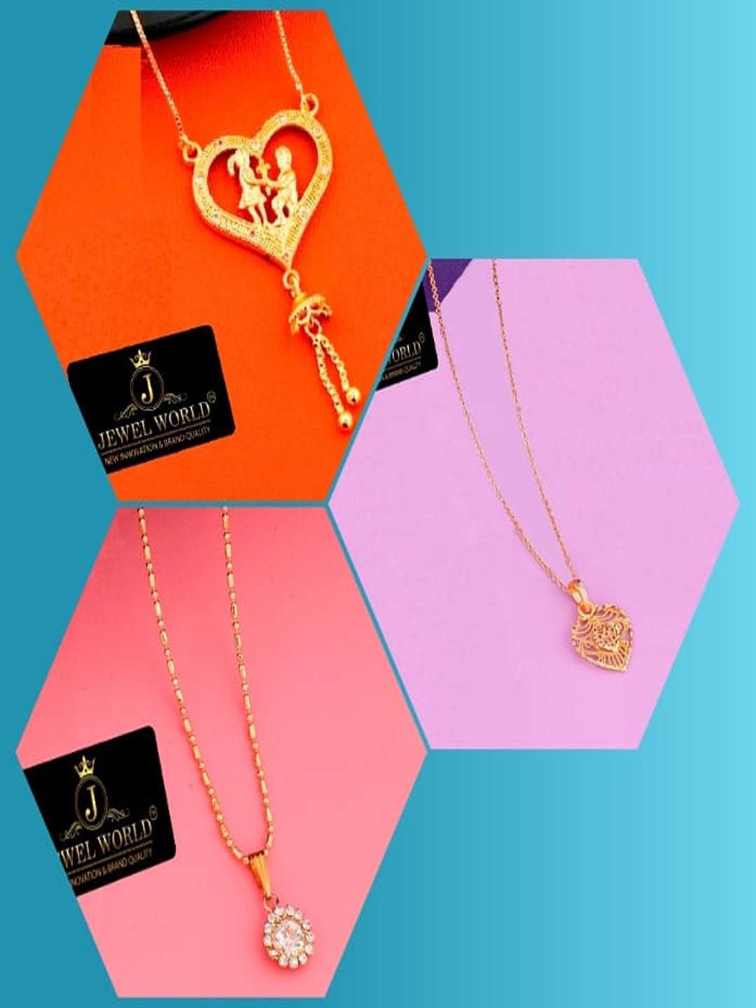 

JEWEL WORLD Set Of 3 Gold-Plated Stone-Studded Chain