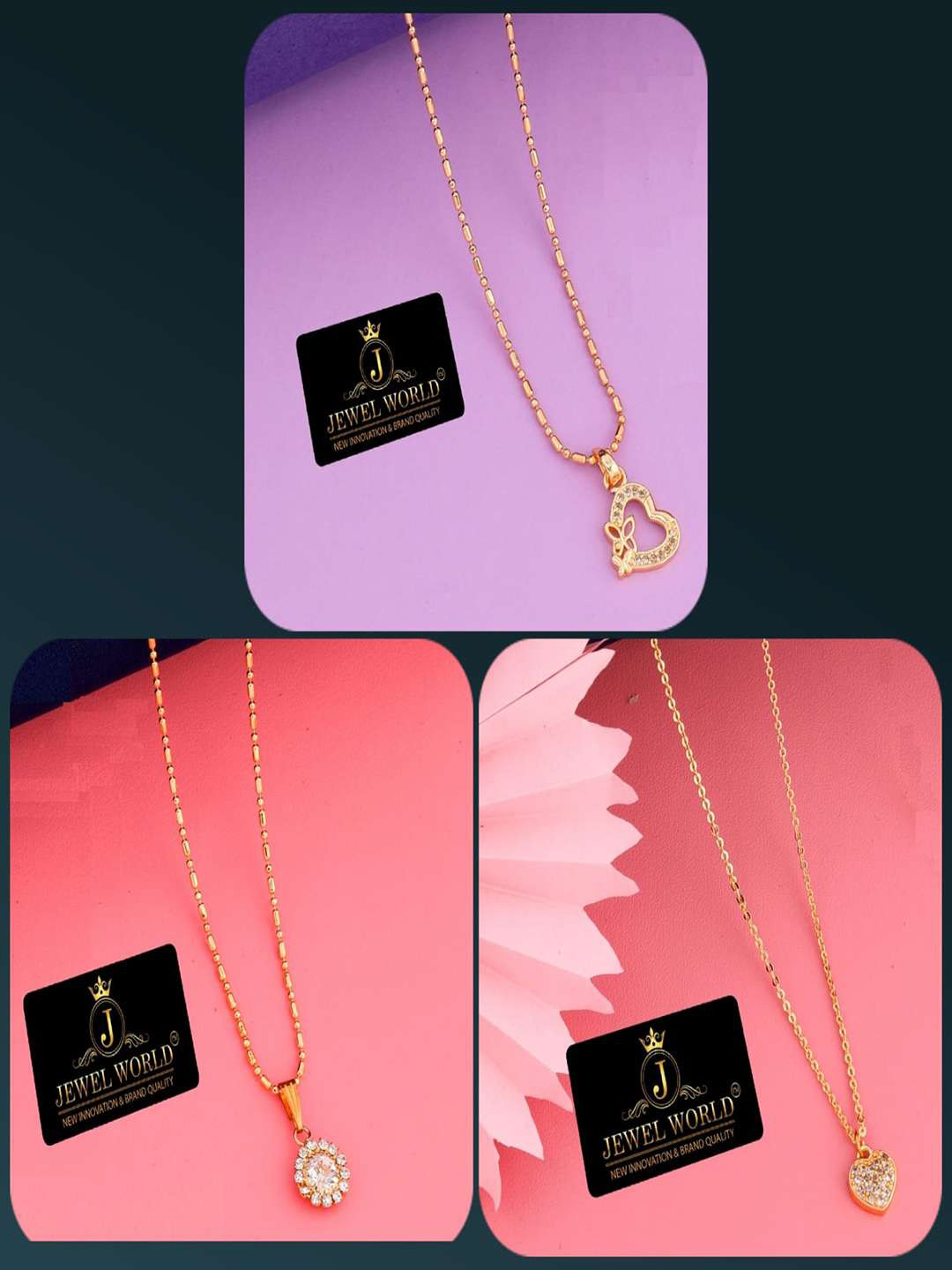 

JEWEL WORLD Set Of 3 Gold-Plated Stone-Studded Chain