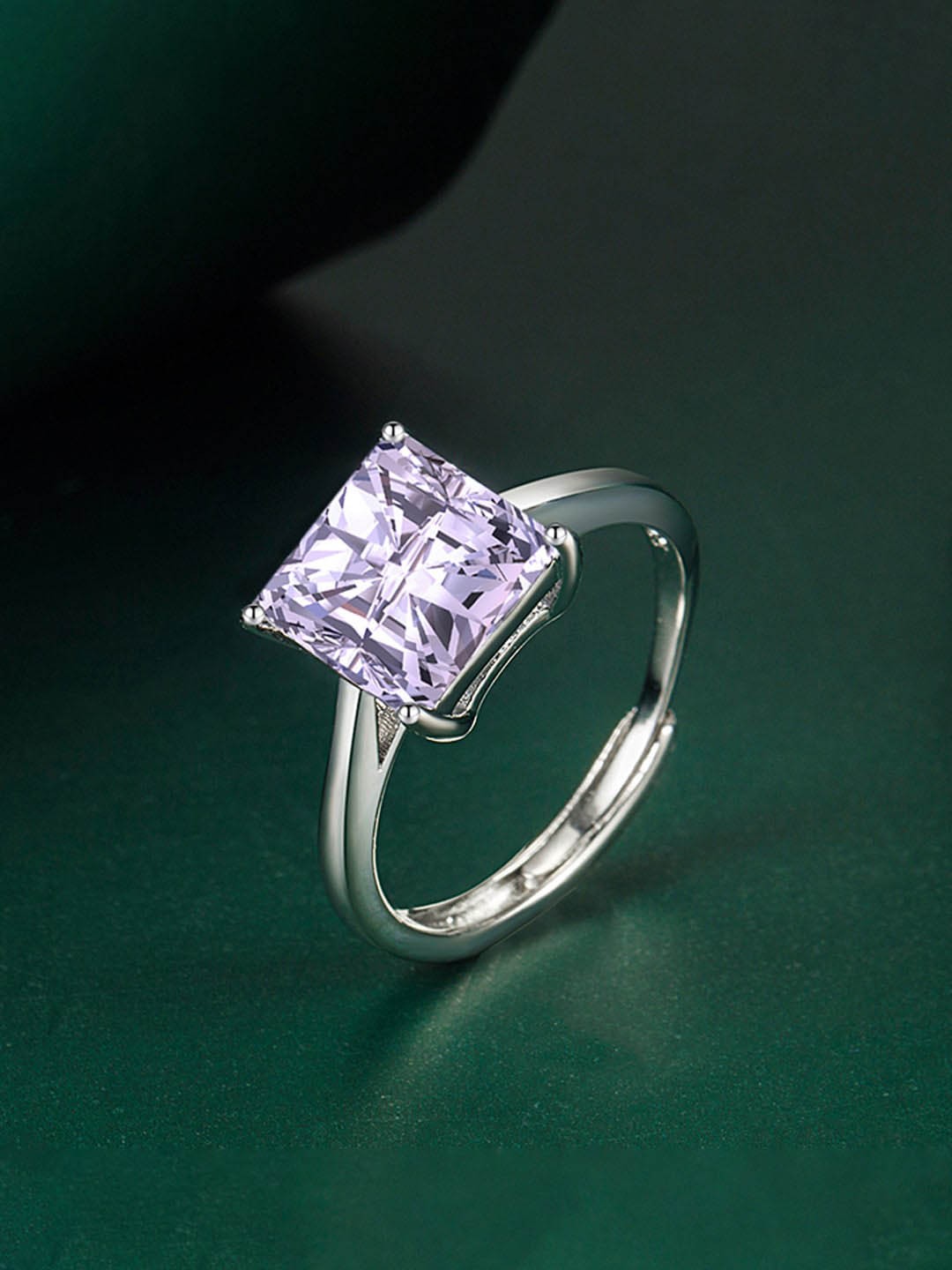 

Designs & You Silver-Plated CZ-Studded Adjustable Finger Ring