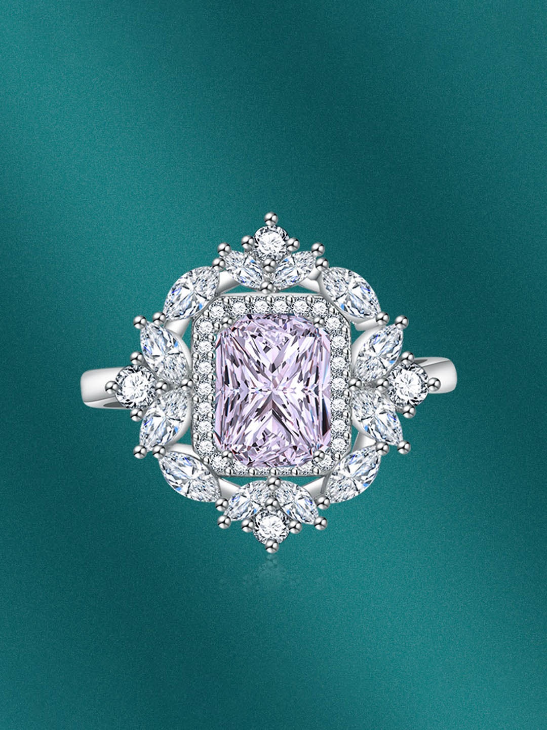 

Designs & You Silver-Plated CZ-Studded Adjustable Finger Ring