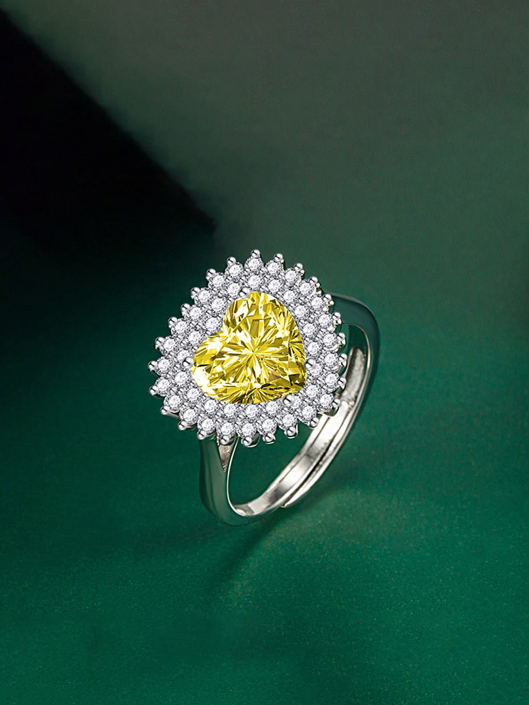 

Designs & You Silver-Plated CZ-Studded Adjustable Finger Ring