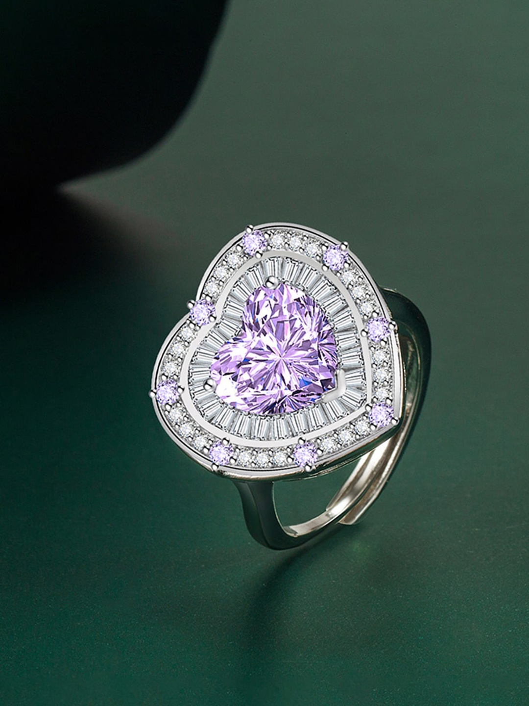 

Designs & You Silver-Plated CZ-Studded Adjustable Finger Ring