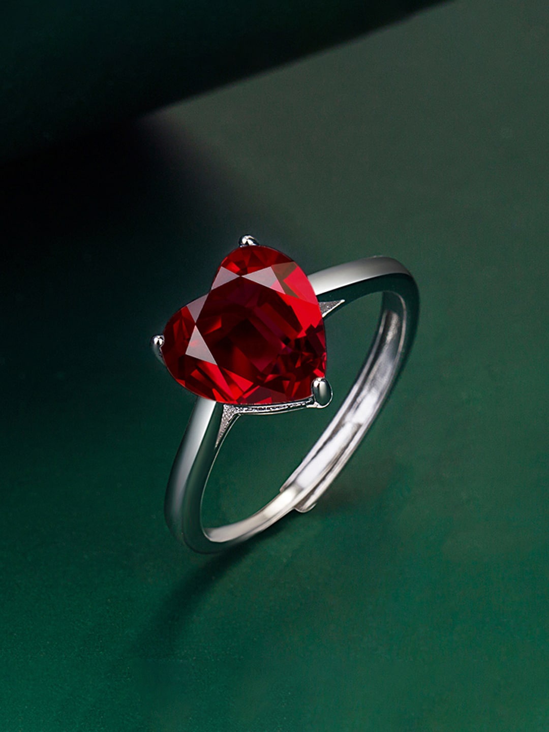 

Designs & You Silver-Plated CZ-Studded Adjustable Finger Ring
