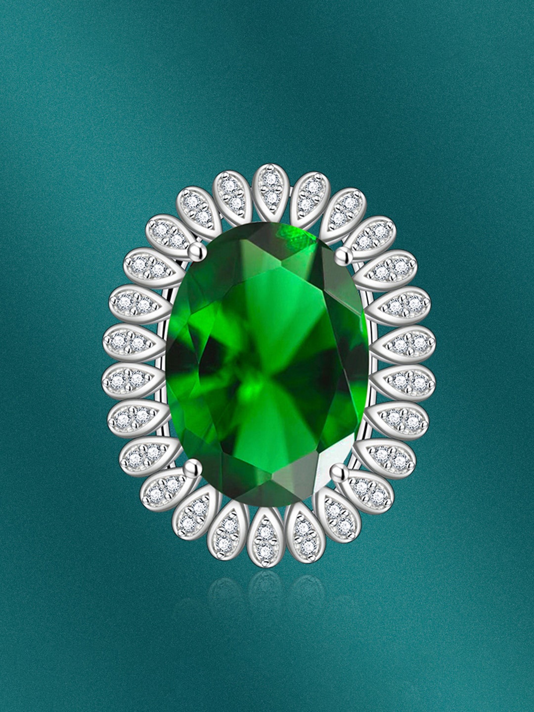 

Designs & You Silver-Plated CZ-Studded Adjustable Finger Rings