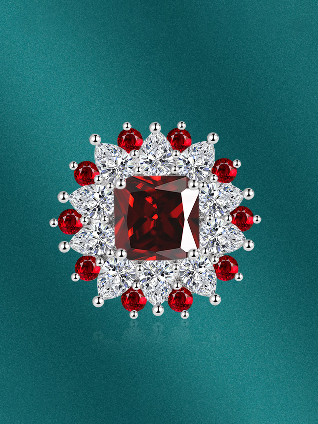 

Designs & You Silver-Plated CZ-Studded Adjustable Finger Rings