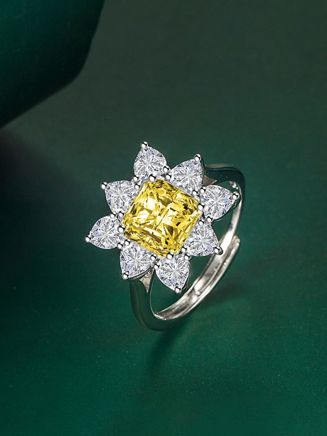 

Designs & You Silver-Plated CZ-Studded Adjustable Finger Rings