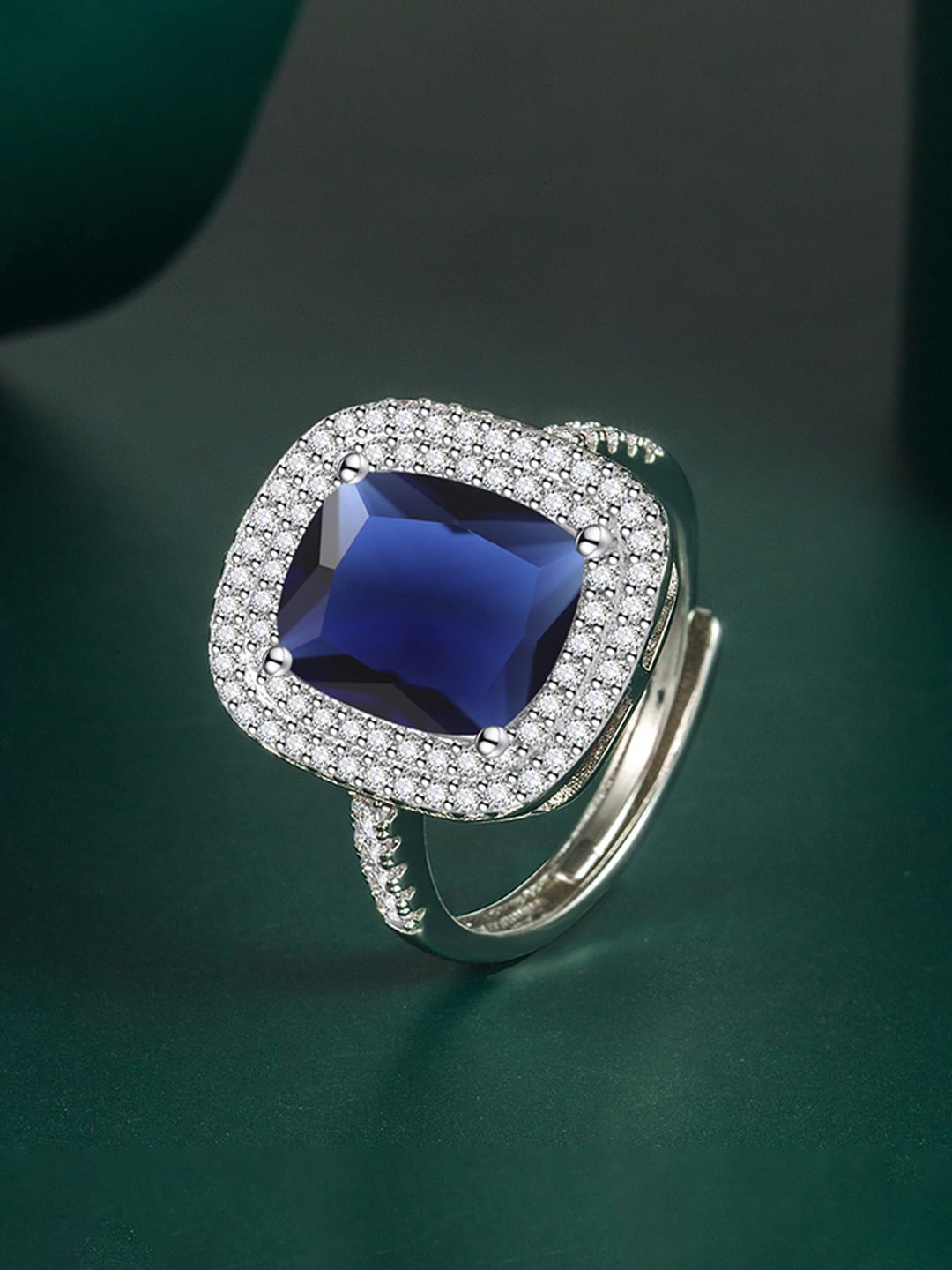 

Designs & You Silver-Plated CZ-Studded Adjustable Finger Rings