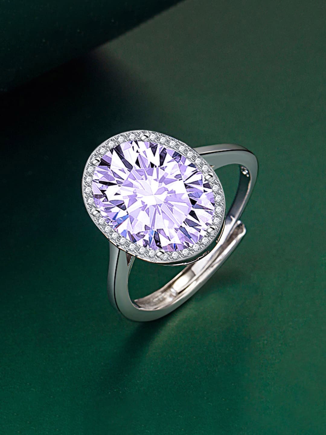 

Designs & You Silver-Plated CZ-Studded Adjustable Finger Rings
