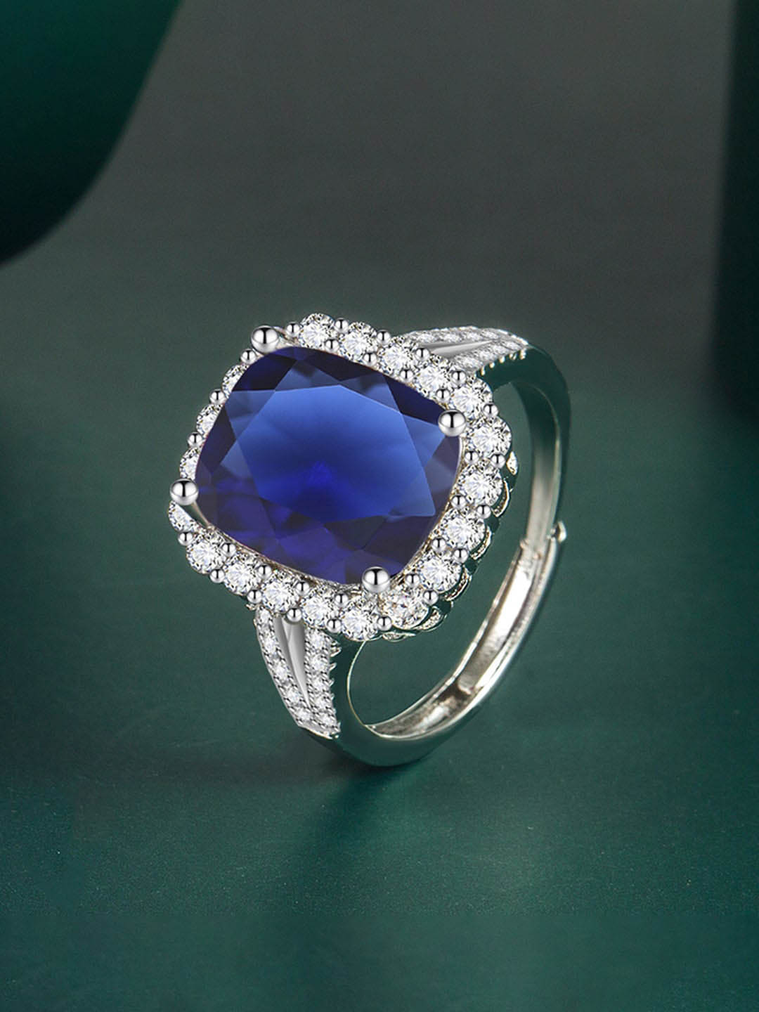 

Designs & You Silver-Plated CZ-Studded Adjustable Finger Rings