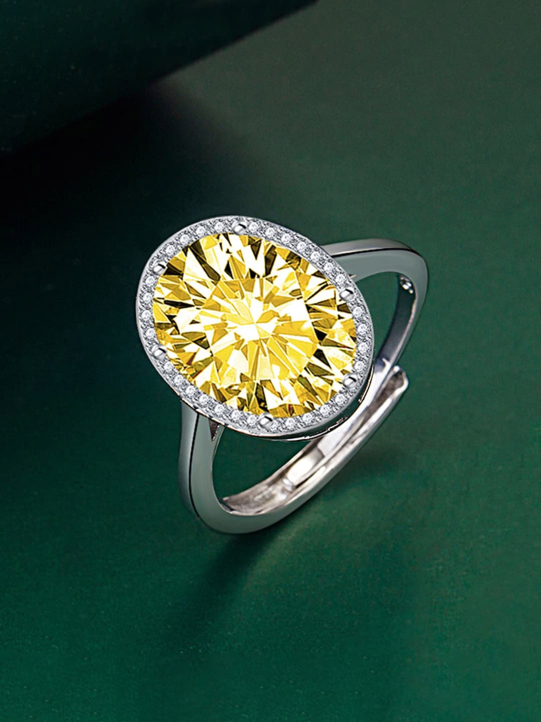 

Designs & You Silver-Plated CZ-Studded Adjustable Finger Rings