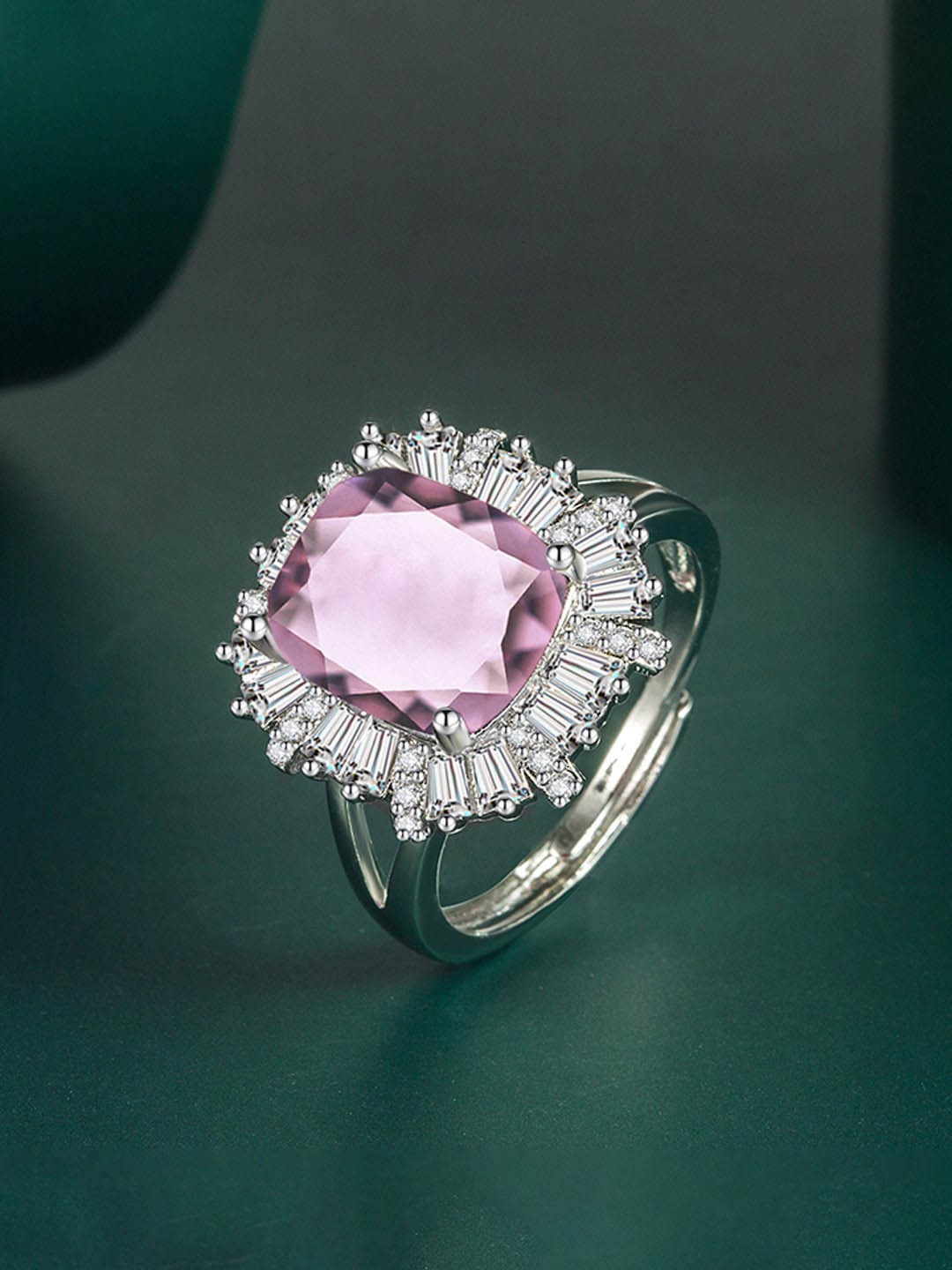 

Designs & You Silver-Plated CZ-Studded Adjustable Finger Rings