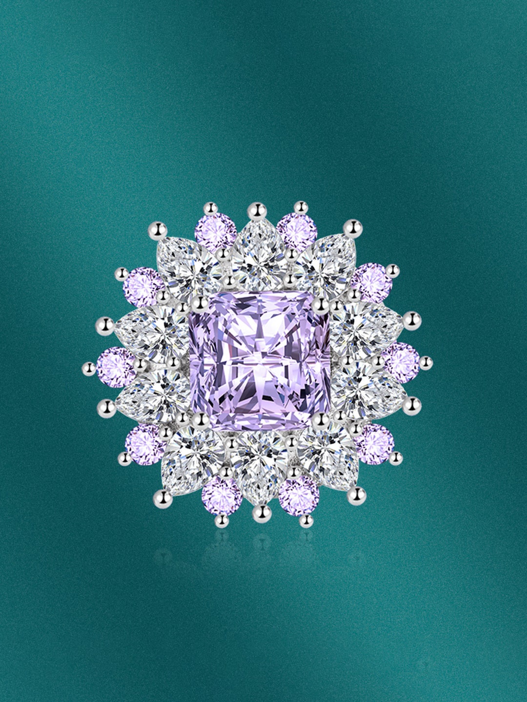 

Designs & You Silver-plated Cubic Zirconia-studded Adjustable Finger Ring