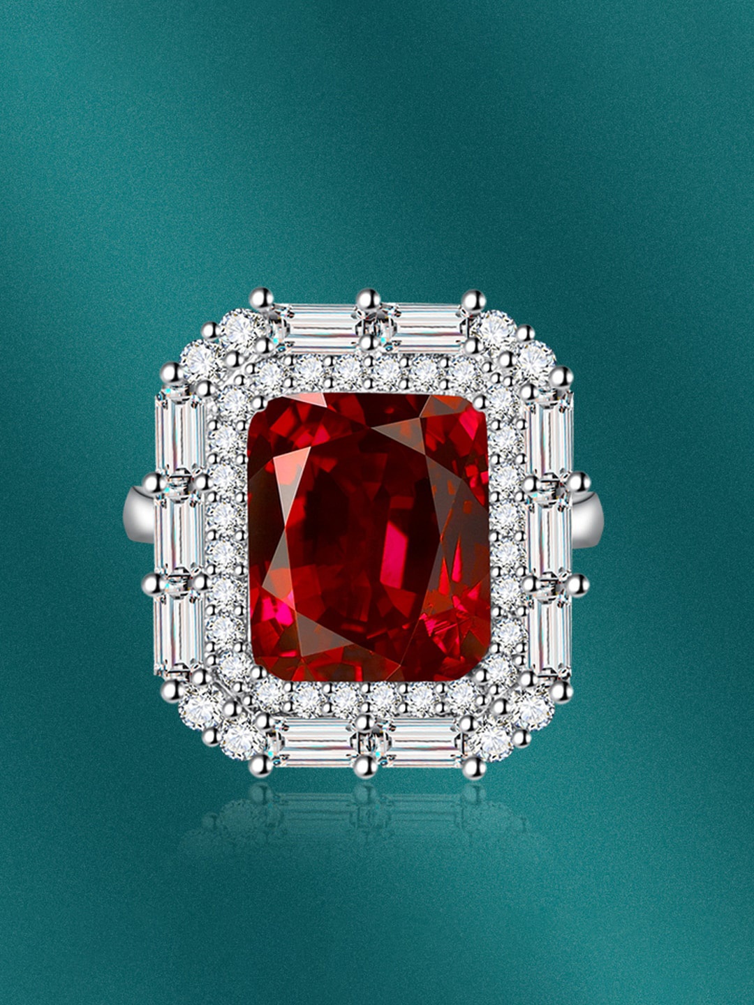 

Designs & You Silver-Plated Cubic Zirconia-Studded Adjustable Finger Ring
