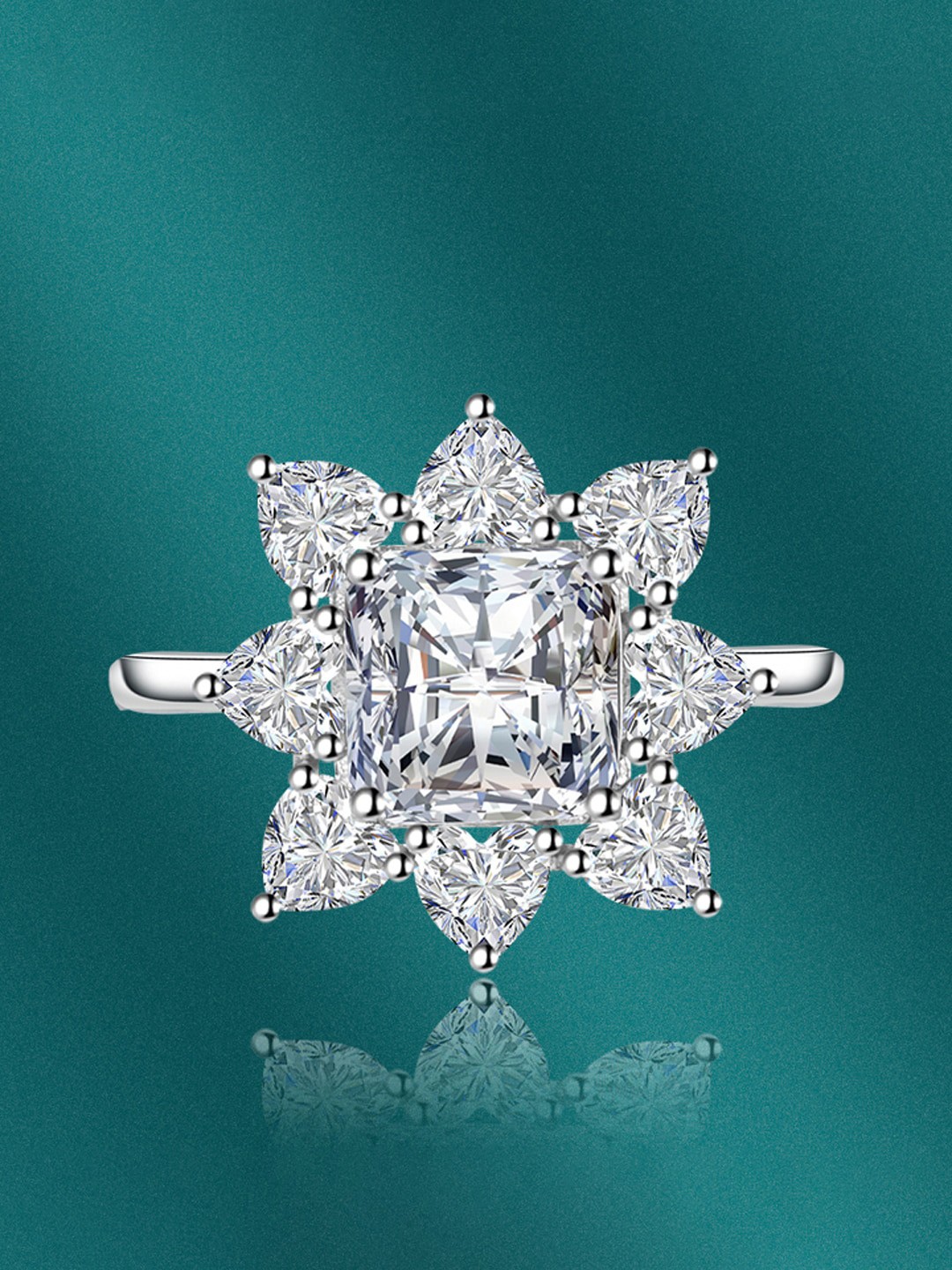 

Designs & You Silver-Plated Cubic Zirconia-Studded Adjustable Finger Rings