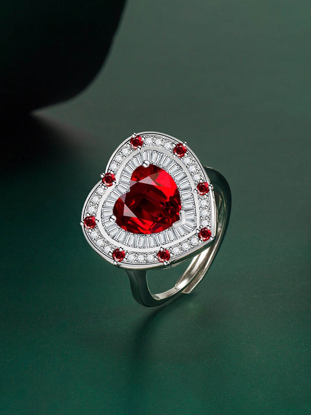 

Designs & You Silver-plated Stone-studded Adjustable Finger Ring