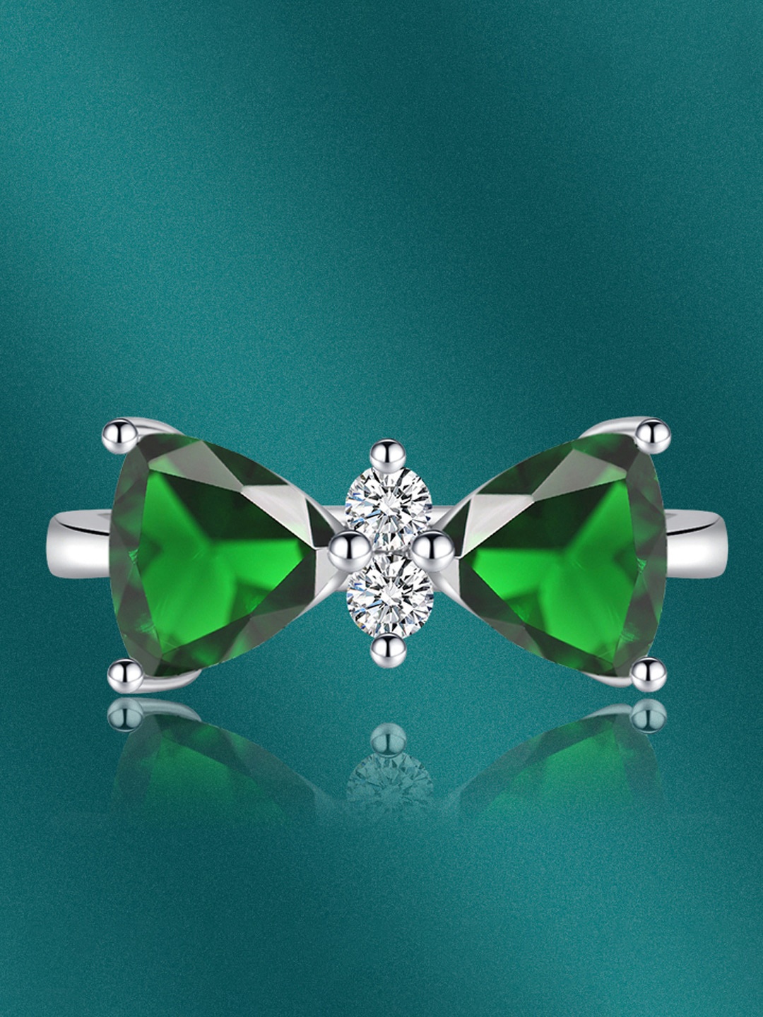 

Designs & You Silver-Plated CZ-Studded Adjustable Finger Ring