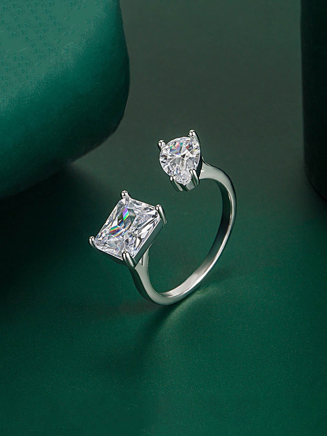 

Designs & You Silver-plated Stone-studded Adjustable Finger Ring