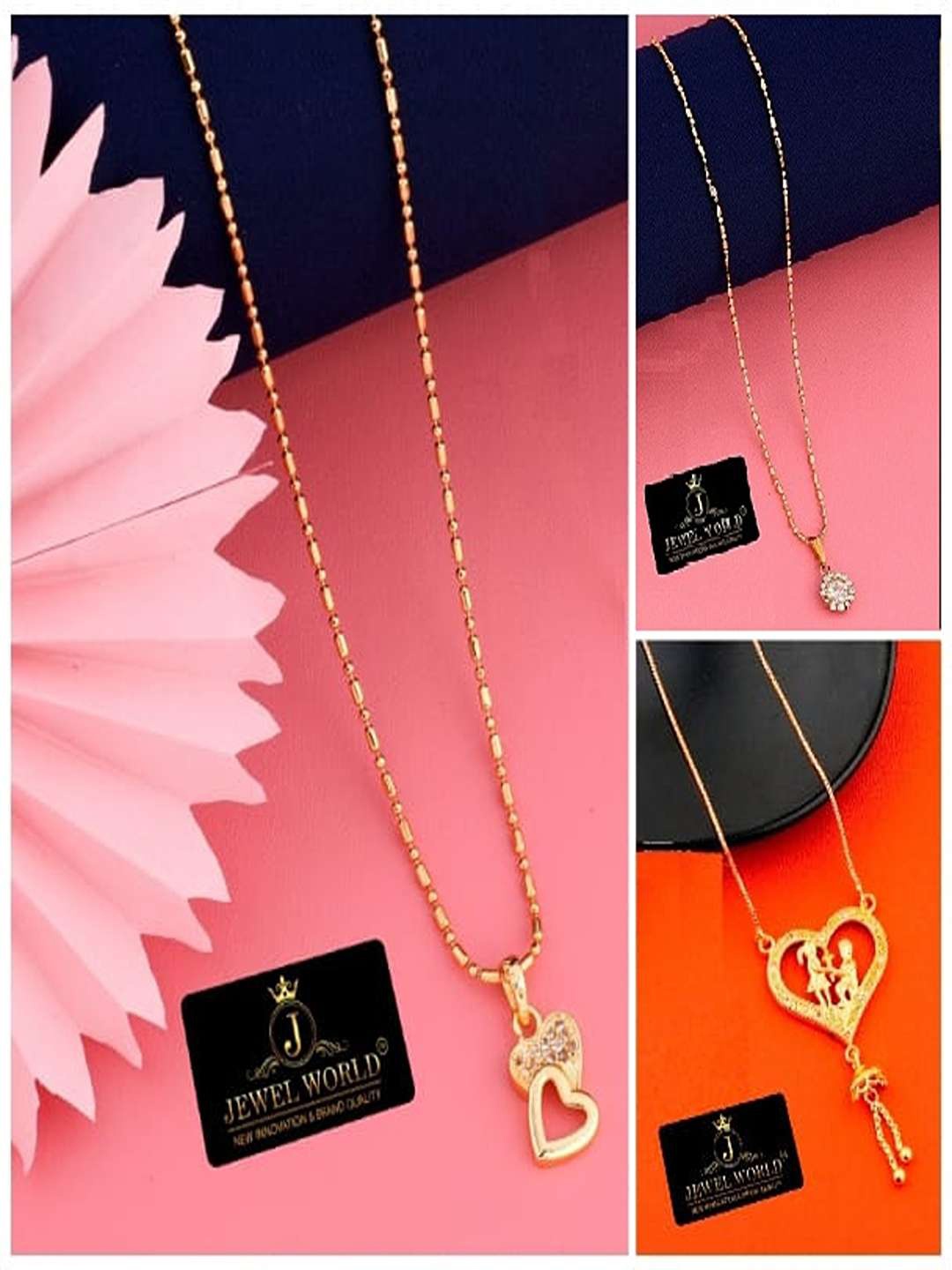 

JEWEL WORLD Set Of 3 Gold-Plated Stone Studded Chains