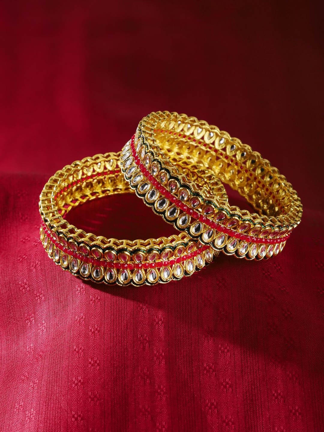 

The Pari Set Of 2 Gold-Plated Kundan-Studded Bangles