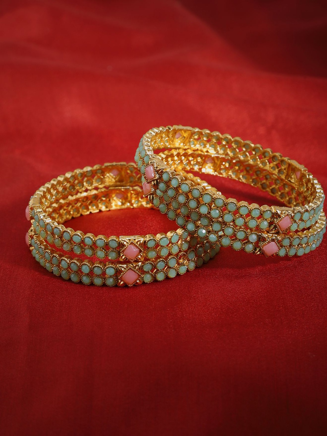 

The Pari Set Of 4 Gold-Plated Stone-Studded Bangles
