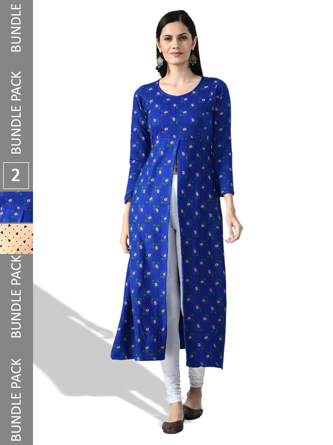 

IndiWeaves Multicoloured Floral Print Applique Woollen A-Line Maxi Dress, Multi