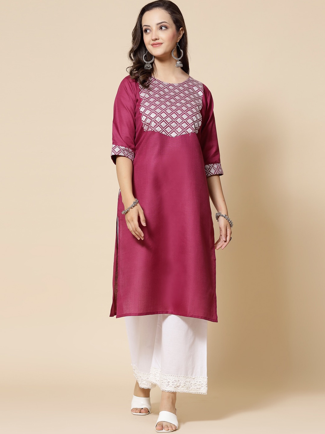 

KALINI Ethnic Embroidered Straight Kurta, Purple