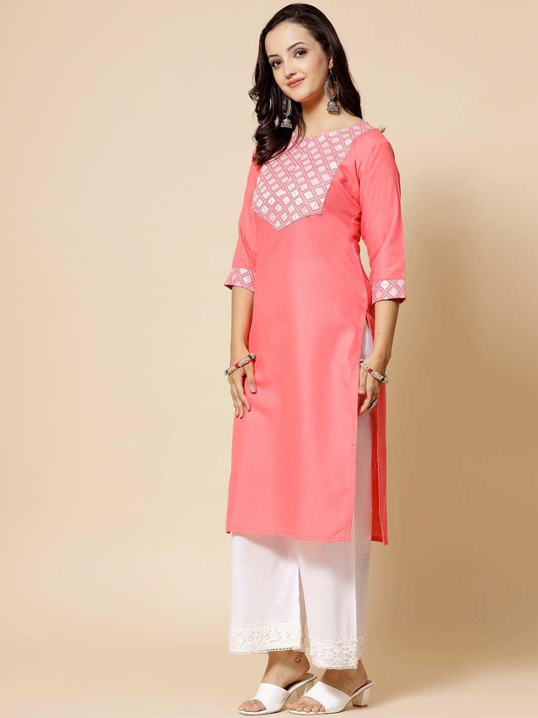 

KALINI Ethnic Embroidered Straight Kurta, Pink