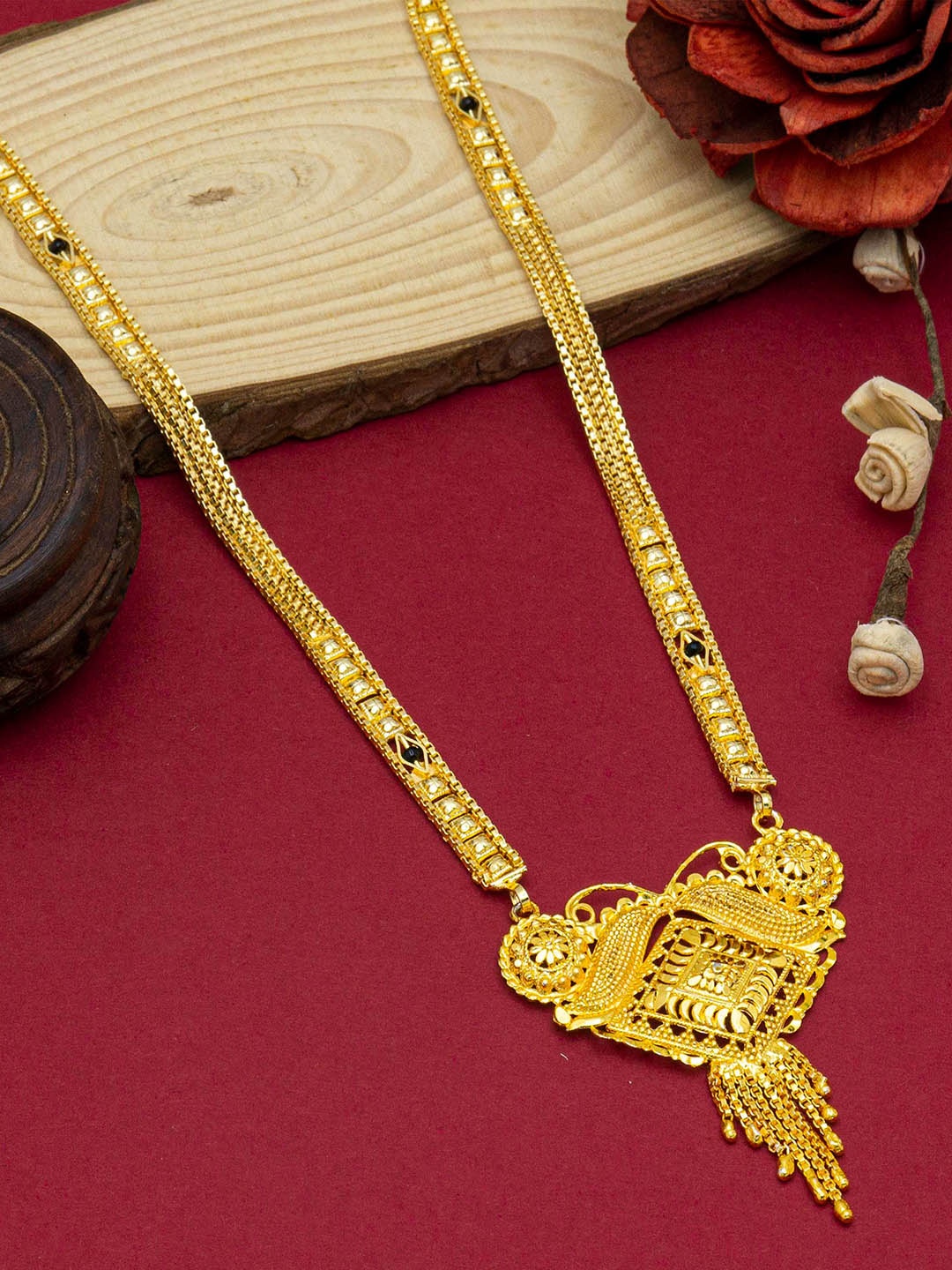 

Ramdev Art Fashion Jwellery Gold-Plated Stone-Studded & Beaded Mangalsutra