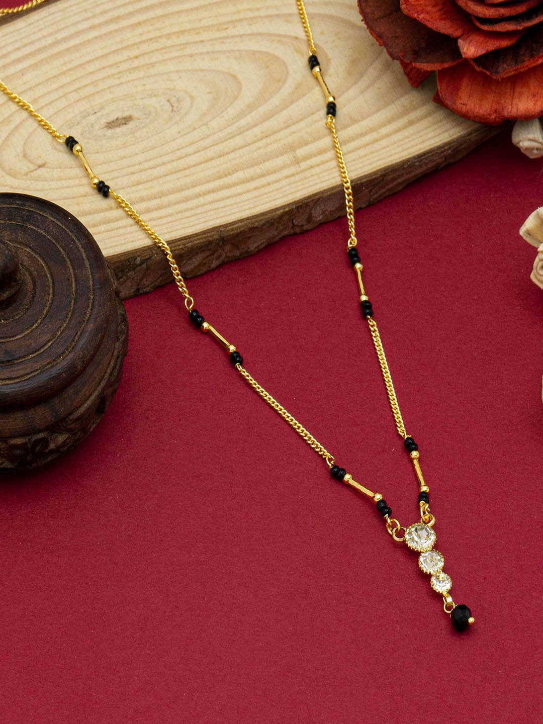 

Ramdev Art Fashion Jwellery Gold-Plated Stone-Studded & Beaded Mangalsutra