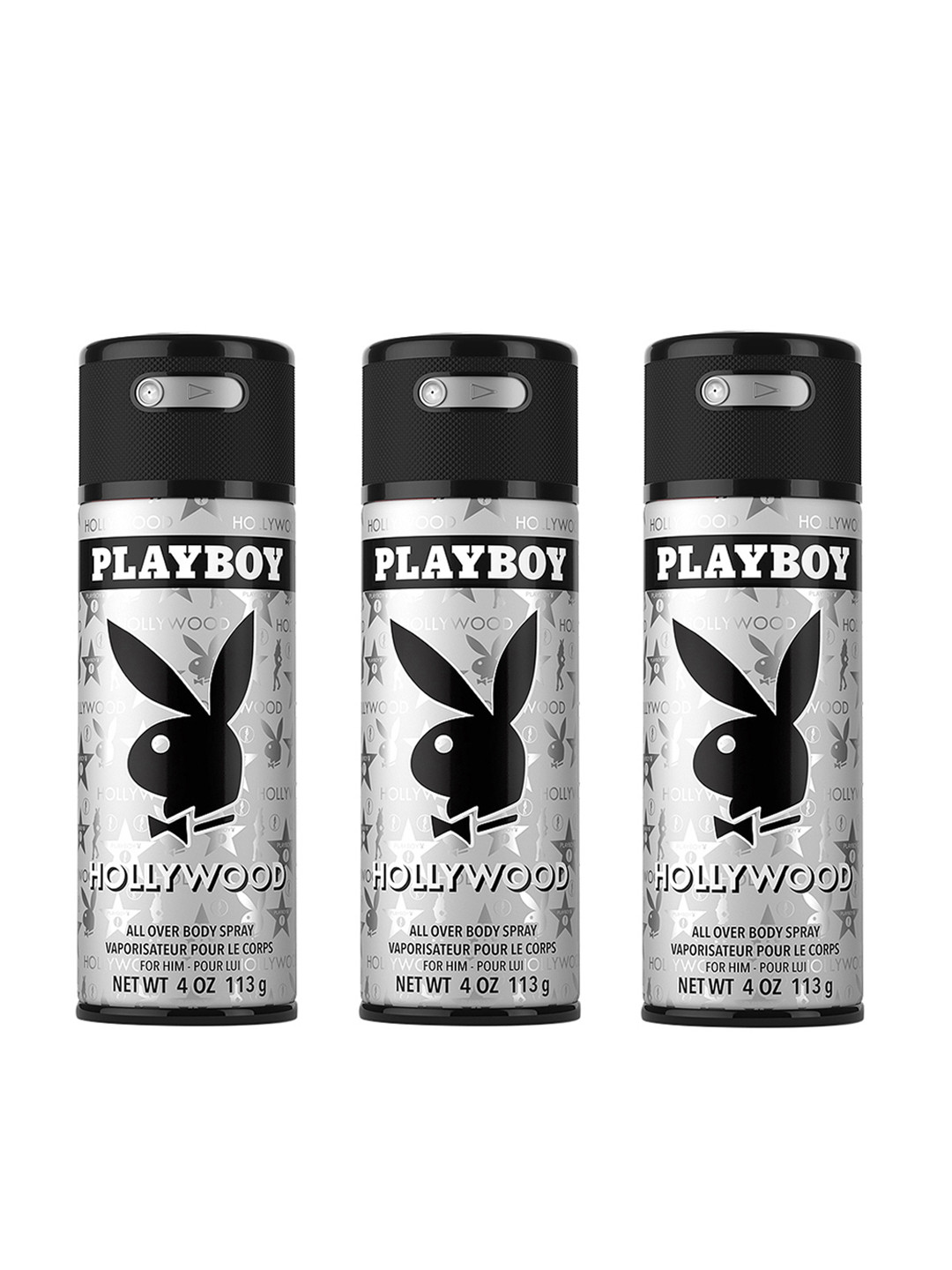 

Playboy Men Set of 3 Hollywood SkinTouch Deodorant Body Sprays, Silver