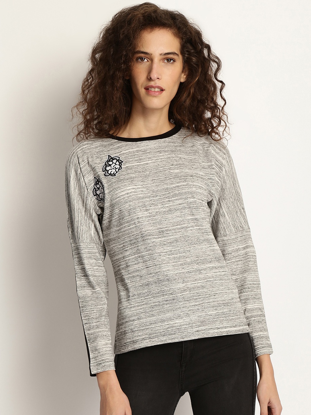 

RARE Women Grey Colourblocked Top